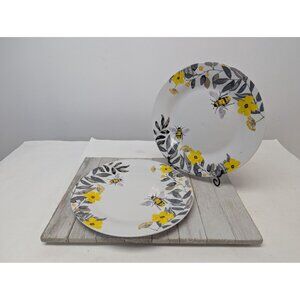 Royal Norfolk Bees and Flowers Set Of 2 Dinner Plates 10 1/2"